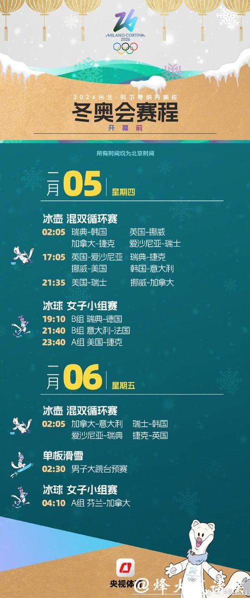 将产生116金 米兰冬奥会赛程日历一键收藏